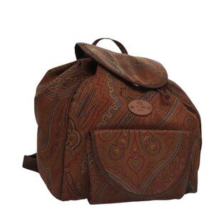 ETRO Paisley Backpack Nylon Brown Gold Auth